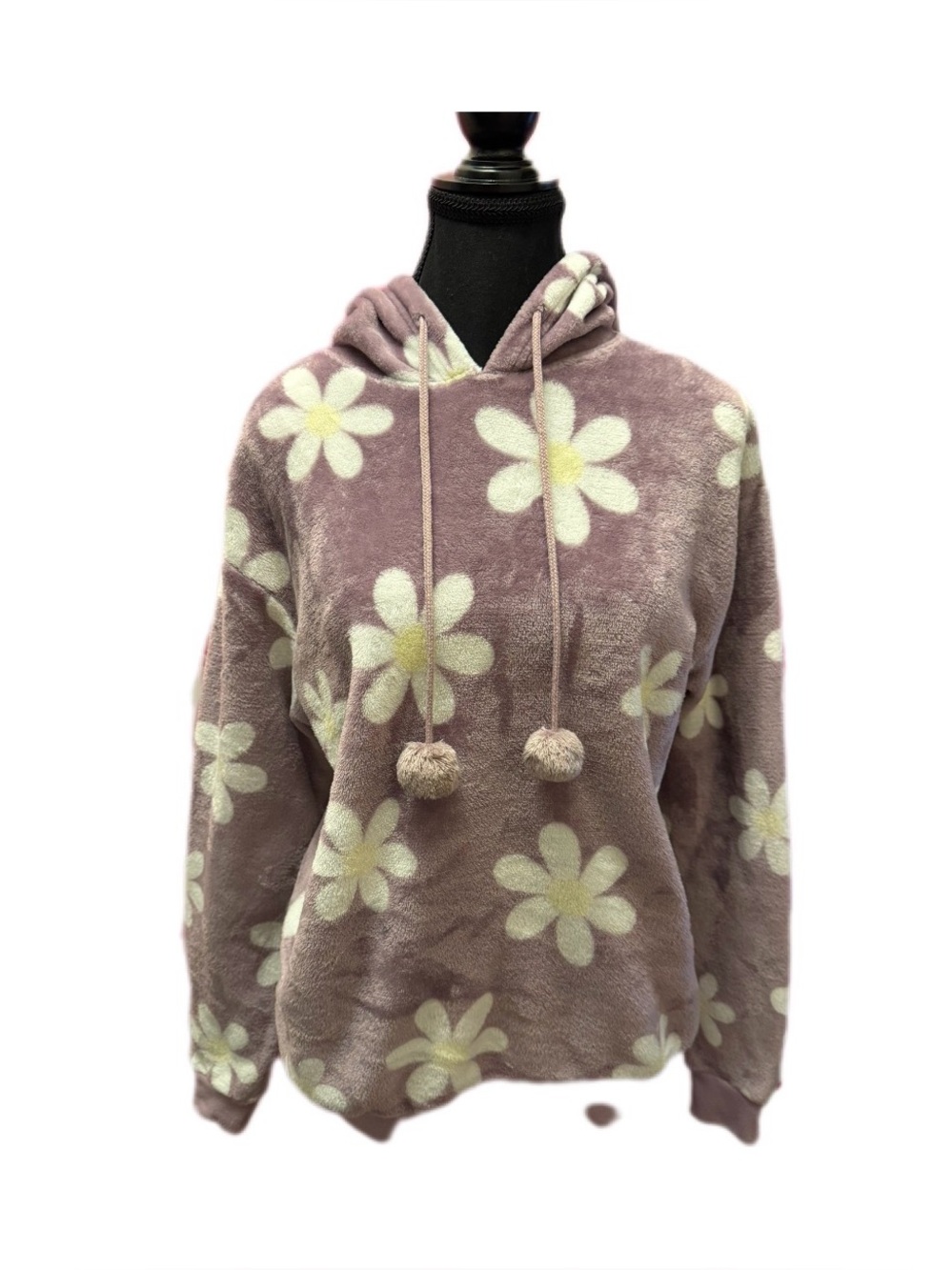 Plush Daisy Hoodie - Soft Lavender Floral Pullover